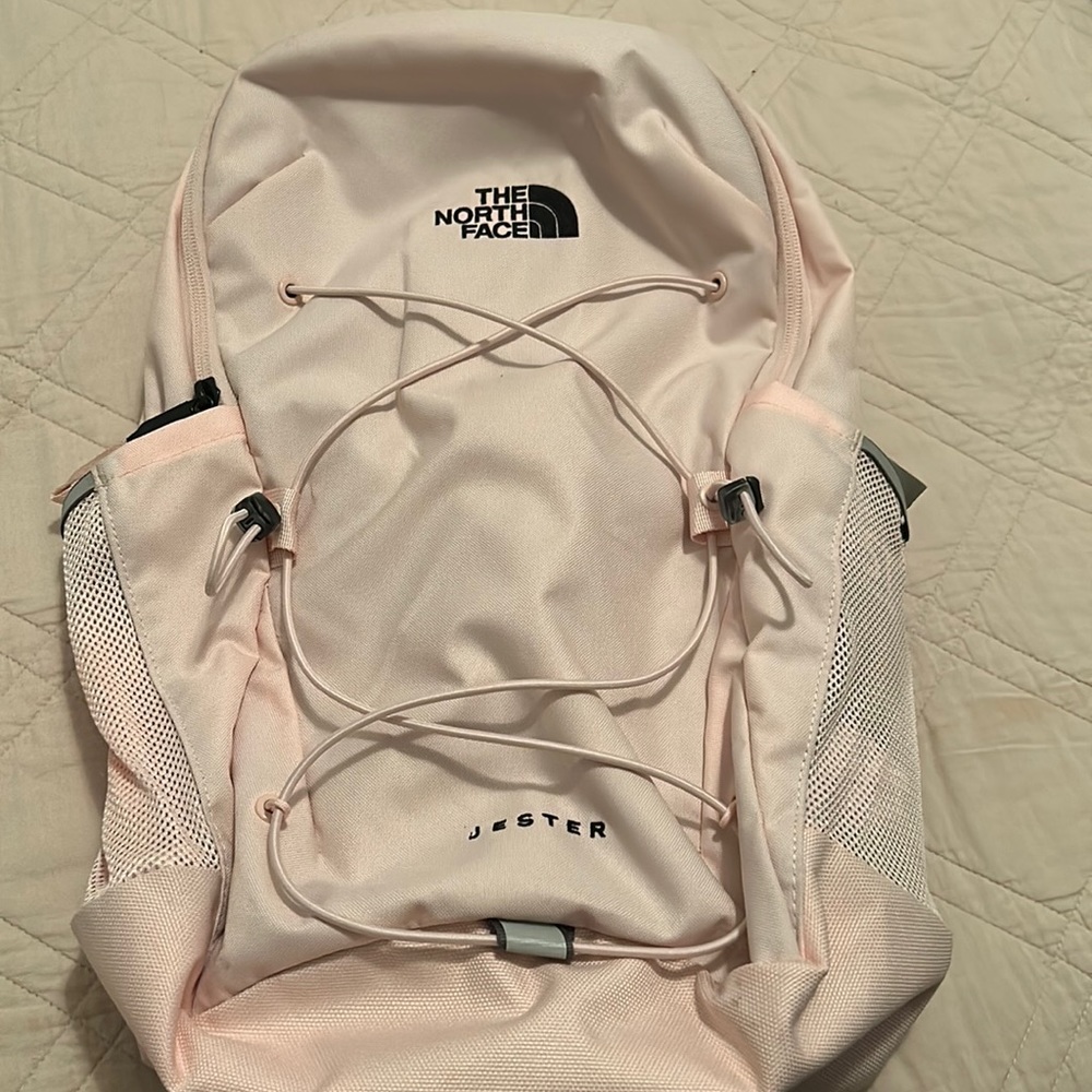 North Face pale pink backpack